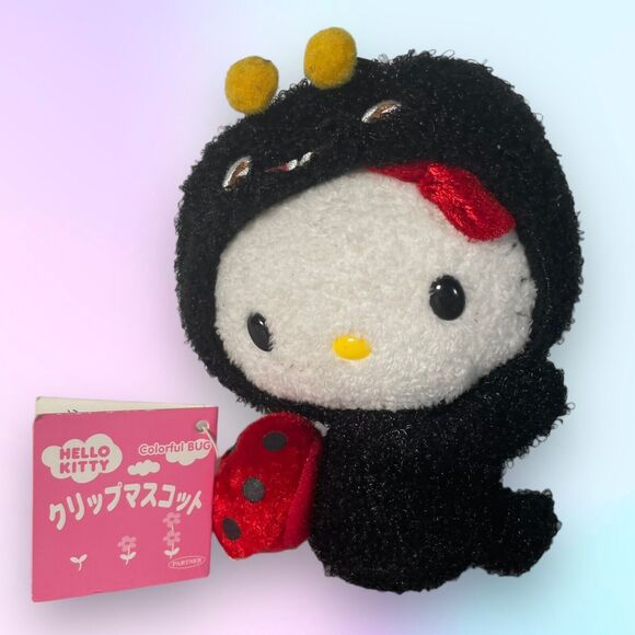 2006 Sanrio Hello Kitty 5" Ladybug Clip Grabber Mascot Plush Toy Partner - Picture 1 of 10
